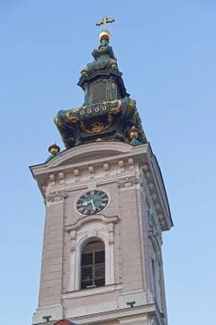 Church tower with clock Stock Photos