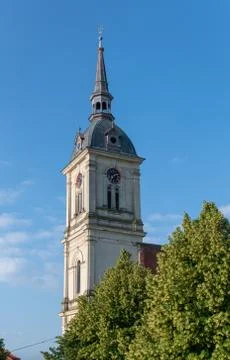 Church tower with clock Stock Photos