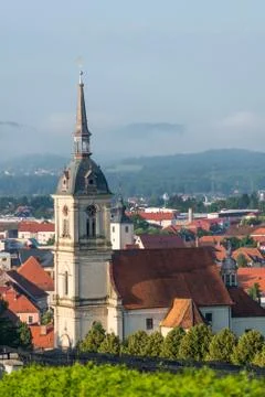 Church tower with clock Stock Photos