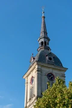 Church tower with clock Stock Photos