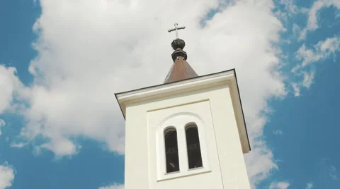 Church tower with cross normal speed Stock Footage 56516782