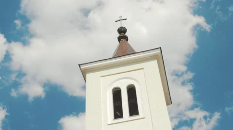 Church tower with cross timelapse Stock Footage 56516207