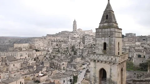 Church tower in Matera Video stock 70070248