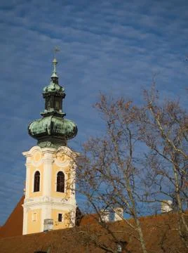 Church Tower with Tree Stock Photos