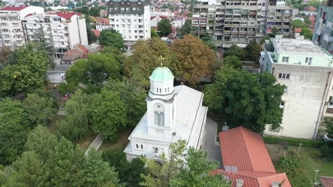Church in town Stock Footage 163049780