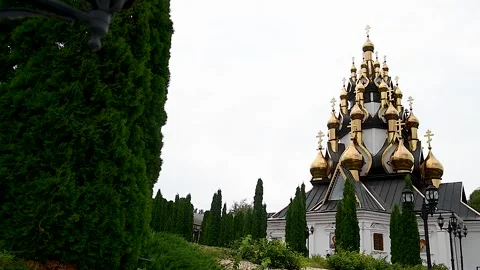 Church of the Transfiguration of the Savior on the territory of the Ust-Med.. Stock Footage 310052828