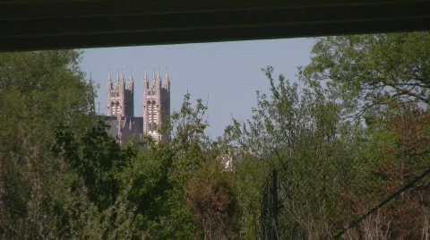 Church from under the bridge Stock Footage 612505