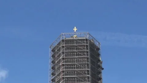Church under reconstruction Stock Footage 92841883