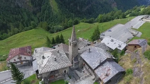 Church in the valley of the mountain Stock Footage 79564185