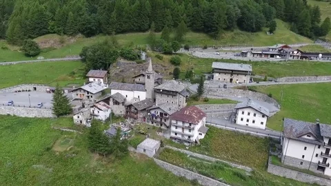 Church in the valley of the mountain Stock Footage 79564671