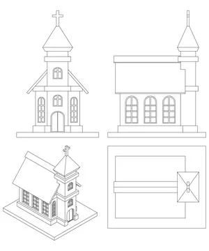 Church. Various viewing. Stock Illustration