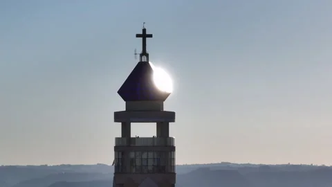 Church Viewpoint Tower With Crystal Dome and Cross in Partial Orbit 4K50 Видео 332805010