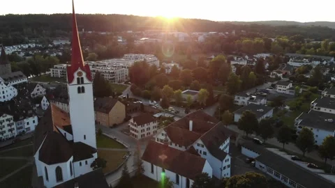 Church. Village. Sunset. Stock Footage 138435853