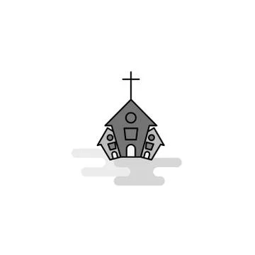 Church Web Icon. Flat Line Filled Gray Icon Vector Stock Illustration