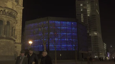 Church in West Berlin night Video stock 102000073