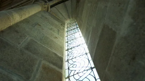Church window with natural light Stock Footage