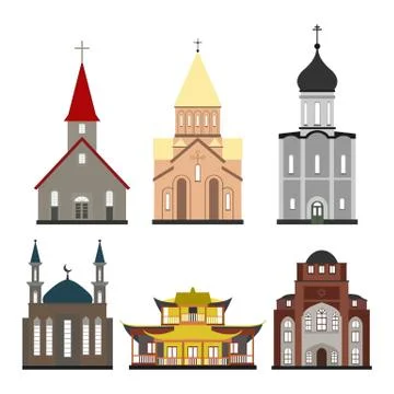 Churches of different religions Stock Illustration