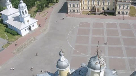 Churches in Vologda in central square, time lapse Stock Footage 8838911