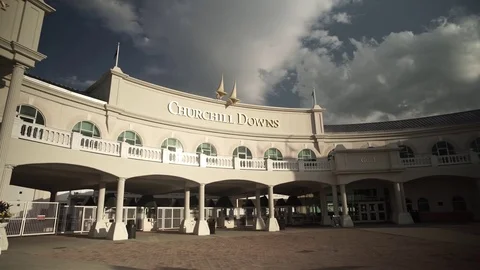 Churchill Downs Exterior Handheld during Golden Hour Stock Footage