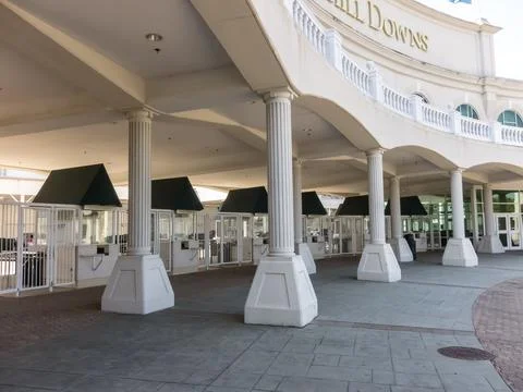 Churchill Downs Glory: Twin Spires Stand Tall Beside Barbaros Enduring Legacy Stock Photos
