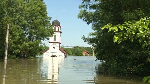 Churhc under water Stock Footage
