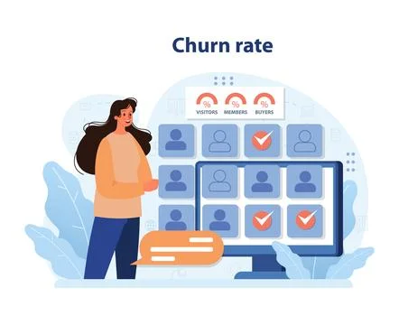 Churn rate analytics showcased. Flat vector illustration Stockillustratie