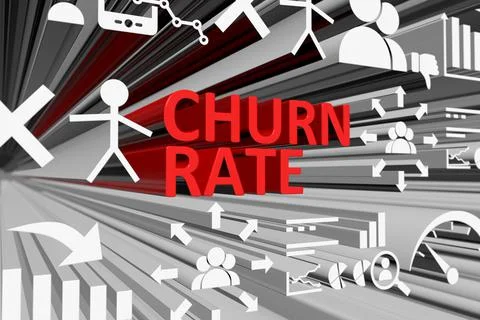 CHURN RATE concept blurred background 3d render illustration Stock Illustration