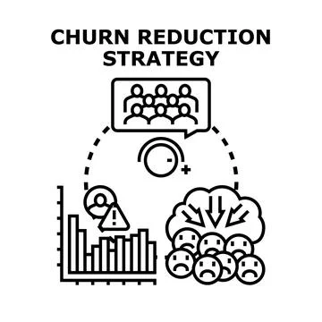 Churn reduction strategy improving customer retention analytics Illustrazione stock