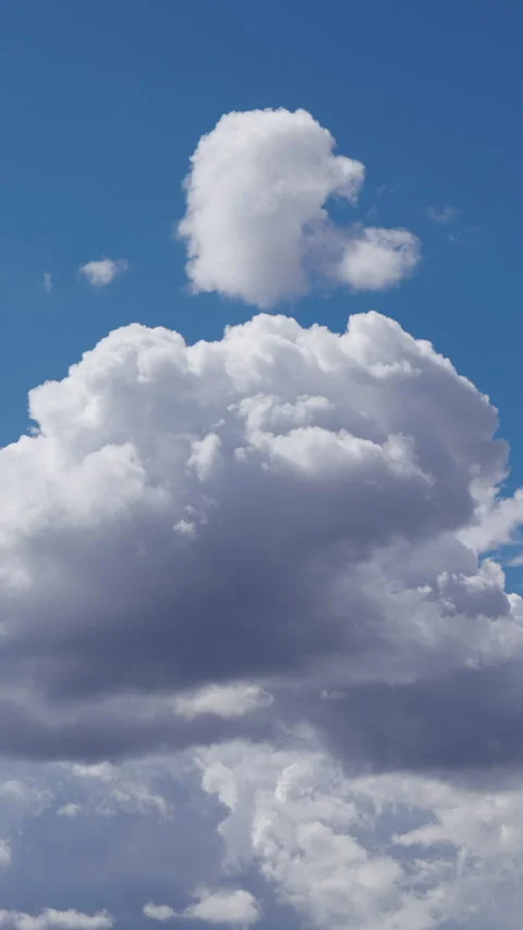Churning Cumulus Clouds and Blue Sky Vertical Time-lapse Stock Footage 280072770