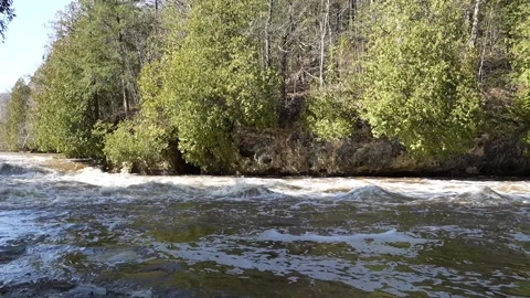 Churning Early Spring River Stock Footage 305095615