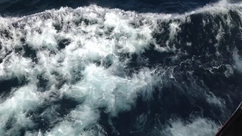 Churning waves wake from large boat ferry in Lake Michigan Stock Footage 103866391