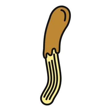 Churro dipping in chocolate sauce flat illustration Stock Illustration