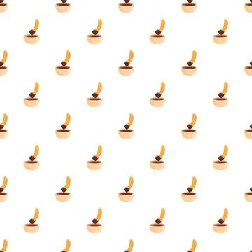 Churro dipping in chocolate sauce repeating pattern background Illustrazione stock