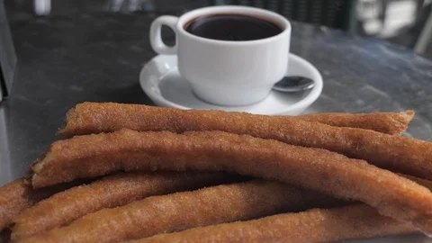 Churros and chocolate Stock Footage 126274682