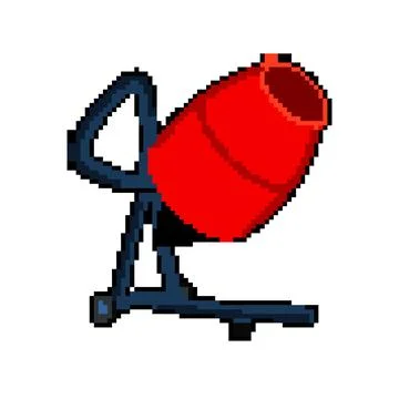 Chute concrete mixer pixel art vector illustration Stock Illustration
