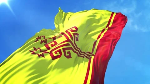 Chuvashia Flag Low Angle View Stock Footage 295688232