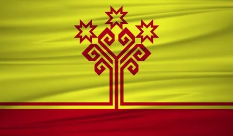 Chuvashia flag vector. Vector flag of Chuvashia blowig in the wind. EPS 10. Stock Illustration