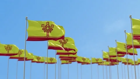 Chuvashia Row Of Flags 3D Animation Stock-Footage 148647597