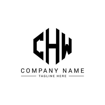 CHW letter logo design with polygon shape. CHW polygon and cube shape logo .. Stock Illustration