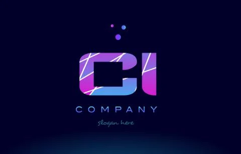 Ci c i  colored blue pink purple alphabet letter logo icon vector Stock Illustration