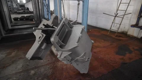Ci casting manufacturing foundries, railway engines and other industrial parts. Stock Footage 252572213