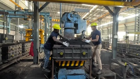 Ci casting manufacturing foundries, railway engines and other industrial parts. Stock Footage 252572585