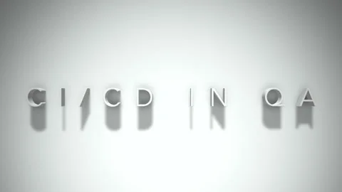 Ci cd in qa 3D title animation with shadows on a white background Stock Footage 297006953