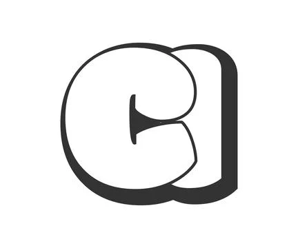 CI logo, bubble comic lettering, rounded in graffiti style black and white .. Stock Illustration