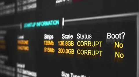 CI000083-  Computer Bootup Menu - RAID corrupt Stock Footage 67759167