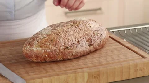 Ciabatta being sliced Stock Footage 24670539