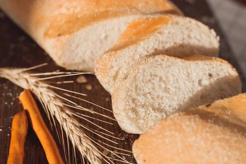 Ciabatta bread with ears of wheat Stock Photos