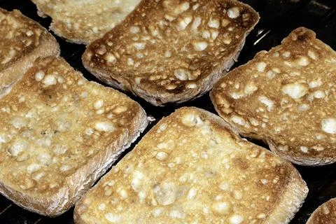Ciabatta bread rolls being toasted and ready for sandwich making Stock Photos
