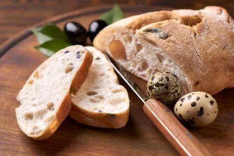 Ciabatta, fresh diet homemade bread baked according to a traditional Italian  Stock Photos