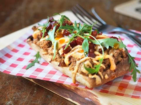 Ciabatta with pulled pork Stock Photos